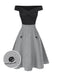 2PCS 1950s Off-Shoulder Top & Pocket Plaids Skirt