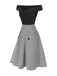 2PCS 1950s Off-Shoulder Top & Pocket Plaids Skirt