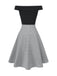 2PCS 1950s Off-Shoulder Top & Pocket Plaids Skirt