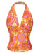 Orange 1960s Hippie Floral Halter Top
