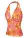 Orange 1960s Hippie Floral Halter Top