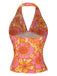 Orange 1960s Hippie Floral Halter Top