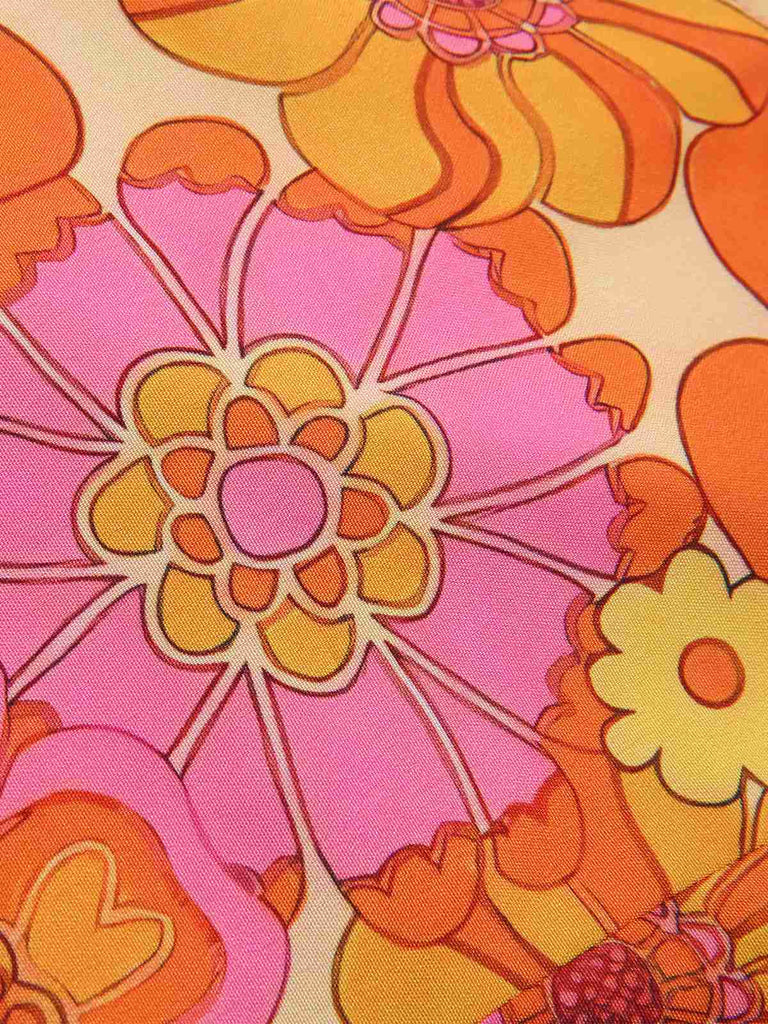 Orange 1960s Hippie Floral Halter Top