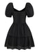 Black 1950s Puff Corset Hollow Knit Dress