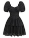 Black 1950s Puff Corset Hollow Knit Dress