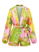 Yellow 1960s Floral Deep V-Neck Long Sleeves Romper