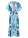 1930s Tie-Dye V-Neck Pleated Ring Jumpsuit