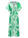 1930s Tie-Dye V-Neck Pleated Ring Jumpsuit
