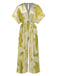 1930s Tie-Dye V-Neck Pleated Ring Jumpsuit