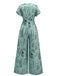 1970s V-Neck Abstract Line Wide-Leg Jumpsuit