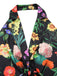 Black 1930s Floral V-Neck Halter Jumpsuit