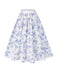 2PCS White 1950s Off-Shoulder Puff Top & Floral Skirt