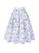 2PCS White 1950s Off-Shoulder Puff Top & Floral Skirt