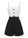 [Pre-Sale] White & Black 1950s Cotton Spaghetti Straps Romper