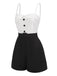 [Pre-Sale] White & Black 1950s Cotton Spaghetti Straps Romper