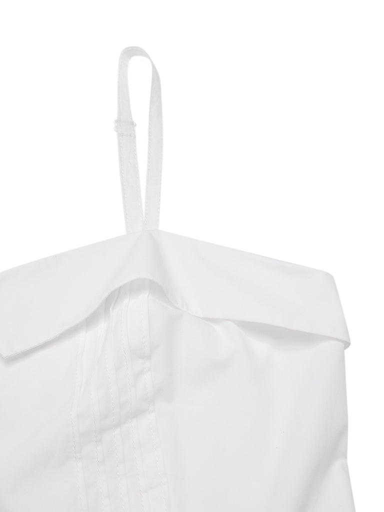 [Pre-Sale] White & Black 1950s Cotton Spaghetti Straps Romper