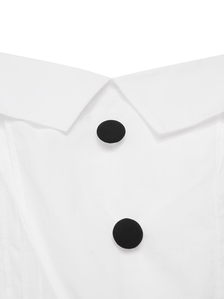 [Pre-Sale] White & Black 1950s Cotton Spaghetti Straps Romper