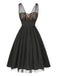 Black 1950s Lace Floral Mesh Swing Dress