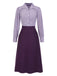 [Pre-Sale] 2PCS Lavender 1940s Lapel Striped Blouse & Solid Skirt