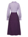 [Pre-Sale] 2PCS Lavender 1940s Lapel Striped Blouse & Solid Skirt
