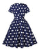 Dark Blue 1950s Polka Dot Swing Dress