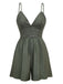 Dark Green 1950s Embroidery Patchwork Smocked Romper