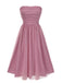 1950s Strapless Ruched Mesh Sleeveless Dress