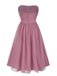 1950s Strapless Ruched Mesh Sleeveless Dress