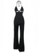 Black 1930s Halter Lace Bell-Bottom Jumpsuit