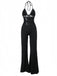 Black 1930s Halter Lace Bell-Bottom Jumpsuit