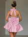 Pink 1960s Back Bow Jacquard Floral Dress