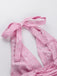 Pink 1960s Back Bow Jacquard Floral Dress