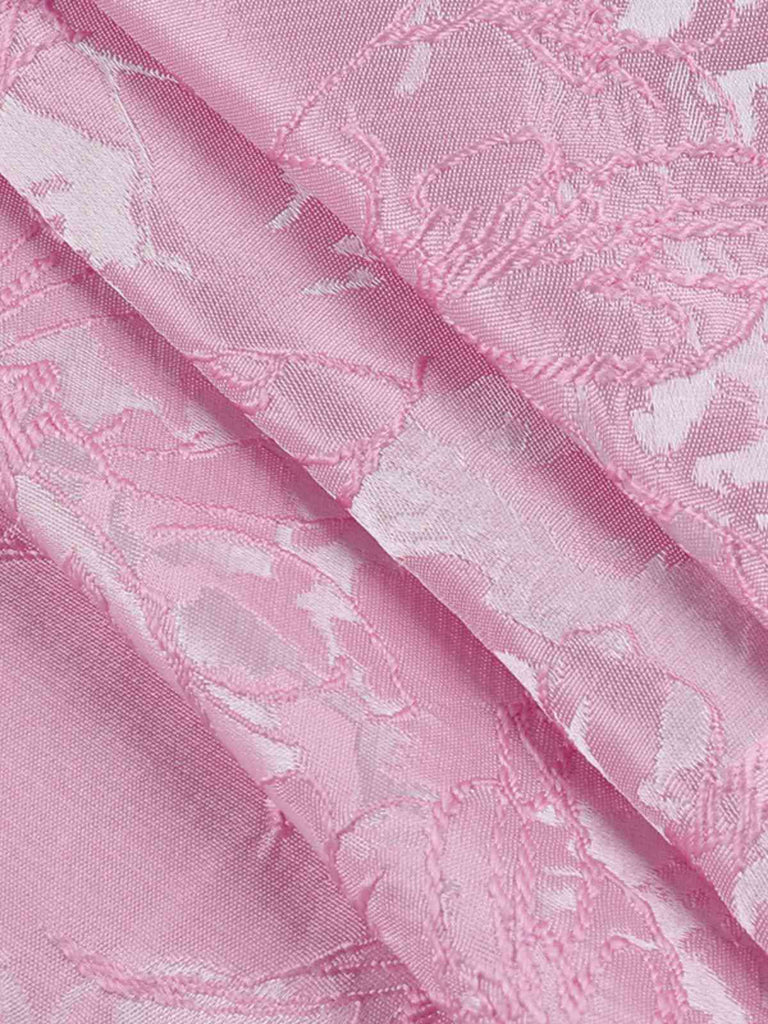 Pink 1960s Back Bow Jacquard Floral Dress