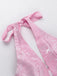 Pink 1960s Back Bow Jacquard Floral Dress