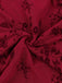 Wine Red 1930s V-Neck Floral Mesh Dress