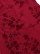 Wine Red 1930s V-Neck Floral Mesh Dress