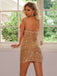 Champagne 1920s Sequined Cross Strap Halter Bodycon Dress