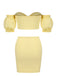 2PCS Yellow 1960s Solid Tube Top & Bodycon Skirt