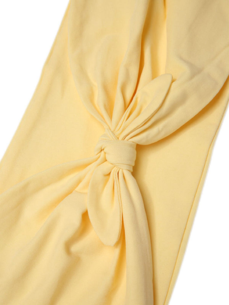 2PCS Yellow 1960s Solid Tube Top & Bodycon Skirt