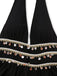 Black 1970s Bohemian Shell Fringe Smocked Dress