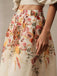 Beige 1940s Floral Mesh Patchwork Skirt