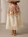 Beige 1940s Floral Mesh Patchwork Skirt