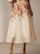 Beige 1940s Floral Mesh Patchwork Skirt