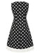 Black 1960s Polka Dot V-Neck Dress