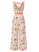 Orange 1950s Beach Stamps Twisted Jumpsuit