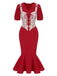 [Pre-Sale] 2PCS Red 1930s Strawberry Strap Corset & Fishtail Dress