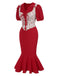 [Pre-Sale] 2PCS Red 1930s Strawberry Strap Corset & Fishtail Dress