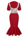 [Pre-Sale] 2PCS Red 1930s Strawberry Strap Corset & Fishtail Dress