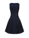 1960s Drop Waist Pleated Striped Belted Dress