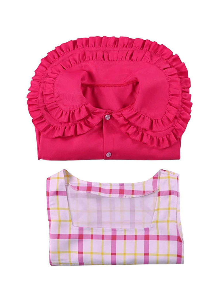 2PCS 1960s Plaids Pocket Wednesday Addams Style Top & Dress